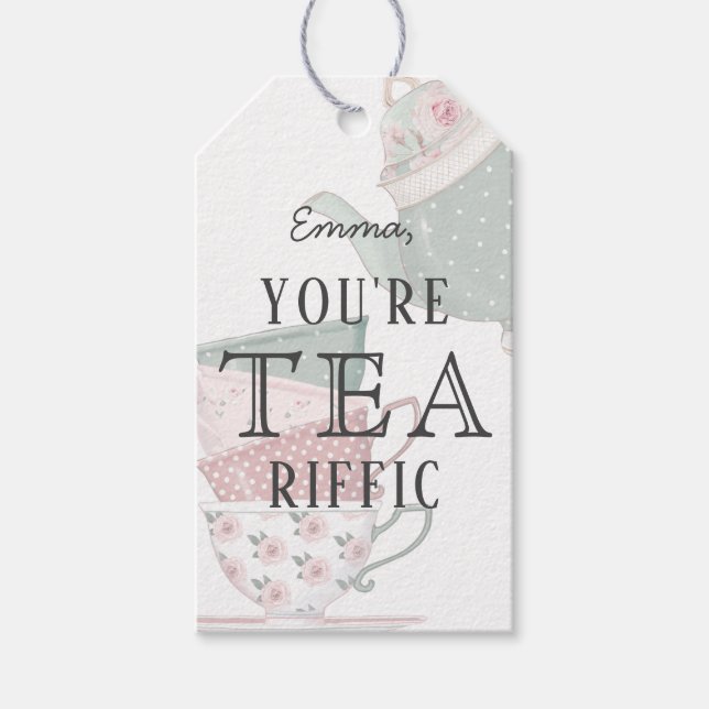 Étiquettes-cadeau Vous êtes Teariffic Tea Pot & Cups Merci (Devant)