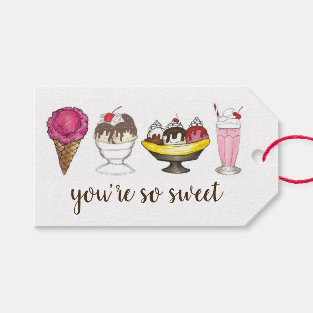 Étiquettes-cadeau Vous êtes tellement sucré crème glacée Cone Sundae (Devant (Horizontal))