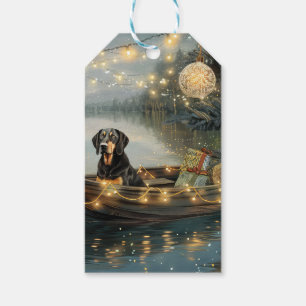 Étiquettes-cadeau Voyage de fête de Noël du Bluetick Coonhound