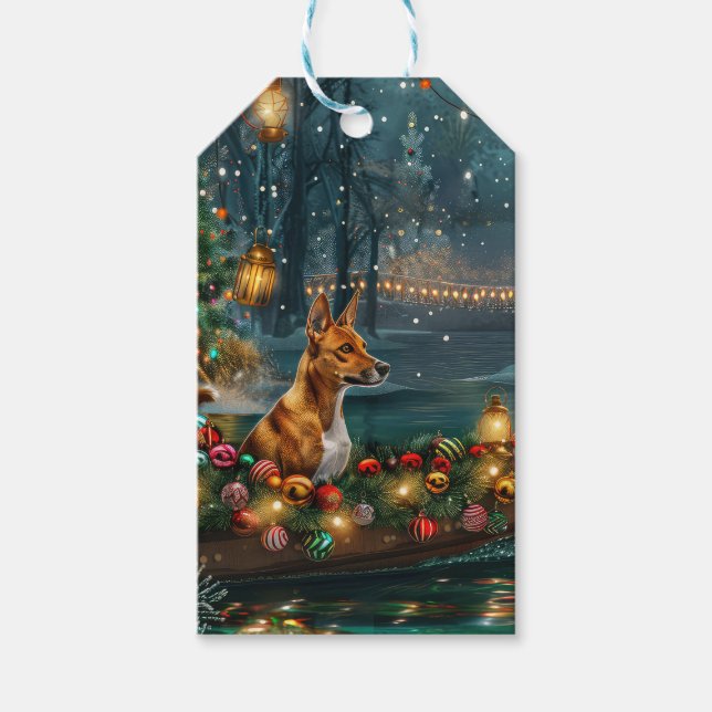 Étiquettes-cadeau Voyage de Noël de Basenji (Devant)