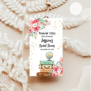 Étiquettes-cadeau Voyage Mlle à Mme Pink Floral Fête des mariées