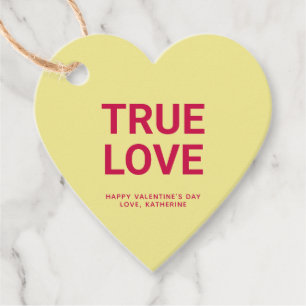 Étiquettes Cadeau Vrai amour coeur jaune mignon Valentine's Day cout