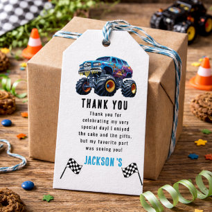 Étiquettes-cadeau Vroom Zoom Monster Truck Boom Fête de 1er Annive