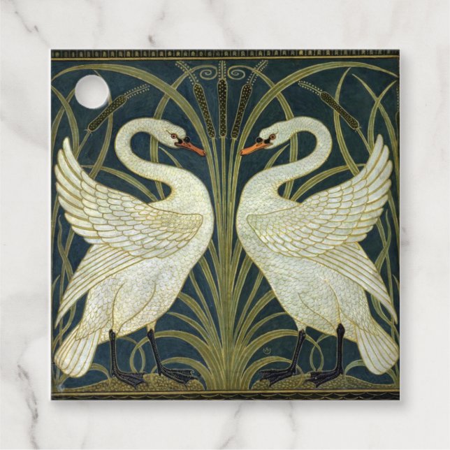 Étiquettes Cadeau Walter Crane Swan & Rush and Iris Victorian  (Devant)