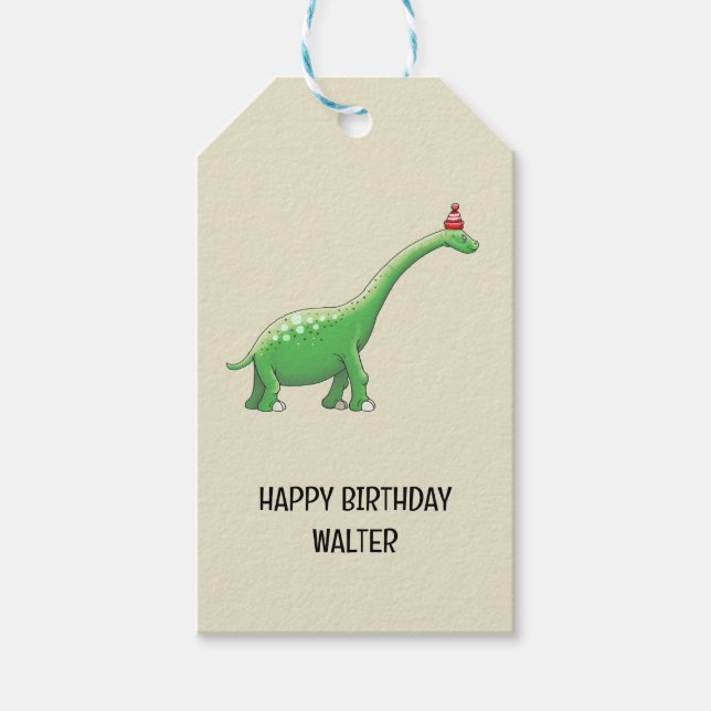 Étiquettes-cadeau Walter le Dinosaur (Devant)