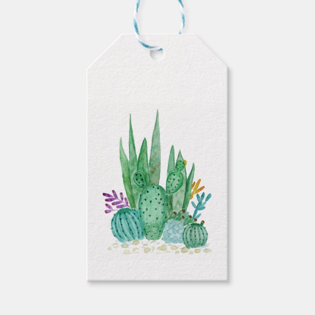 Étiquettes-cadeau Watercolor , cactus , succulents (Devant)