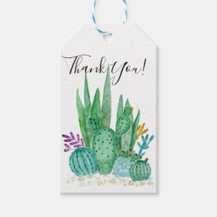 Étiquettes-cadeau Watercolor , cactus , succulents