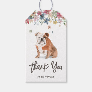 Étiquettes-cadeau Watercolor English Bulldog Merci d'anniversaire