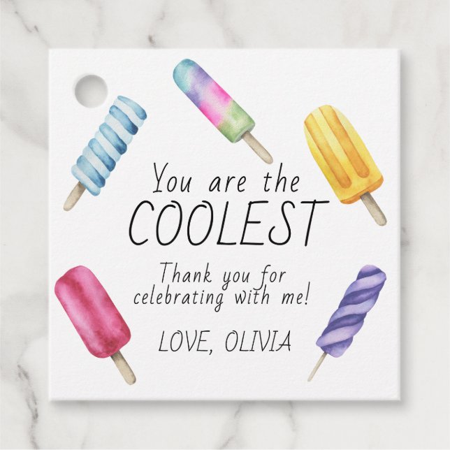 Étiquettes Cadeau Watercolor Summer Popsicle Anniversaire Merci (Devant)