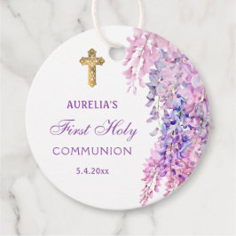 Étiquettes Cadeau Watercolor Wisteria First Communion