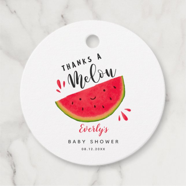 Étiquettes Cadeau Watermelon Merci Un Baby shower D'Été Melon (Devant)