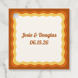 Étiquettes Cadeau Wavy Border Retro les années 70 Vintage Mariage es