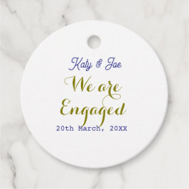 Étiquettes Cadeau We are Engaged purple gold name date elegant simpl