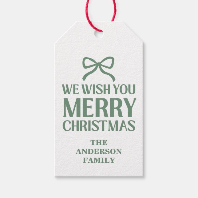 Étiquettes-cadeau We Wish You A Merry Christmas Green (Devant)