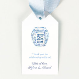 Étiquettes-cadeau Wedding shower Bleu Et Blanc Simple Et Élégant