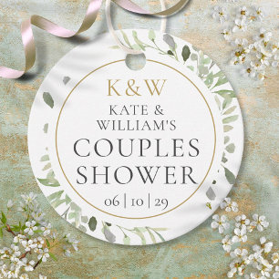 Étiquettes Cadeau Wedding shower Monogram Greenery Couples