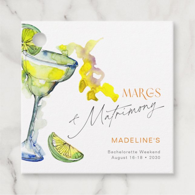 Étiquettes Cadeau Week-end de célibataire Élégant Margs & Matrimony (Devant)