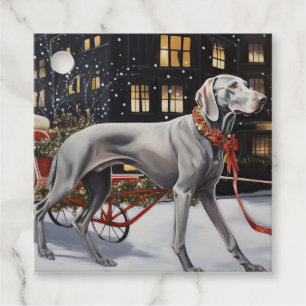Étiquettes Cadeau Weimaraner Festin de Noël