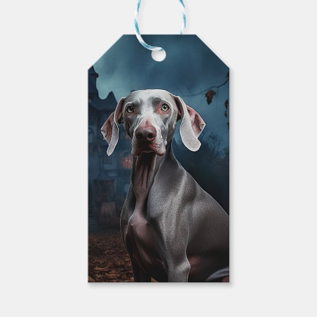 Étiquettes-cadeau Weimaraner Halloween effroi (Devant)