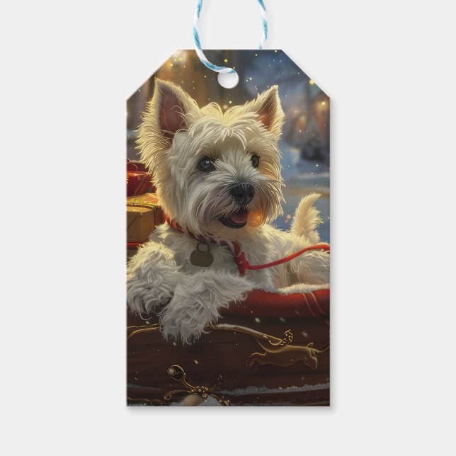 Étiquettes-cadeau West Highland White Terrier Chien Festif de Noël (Devant)