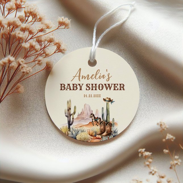 Étiquettes Cadeau Western Boy Un Petit Baby shower Rustique Cowboy (Créateur téléchargé)
