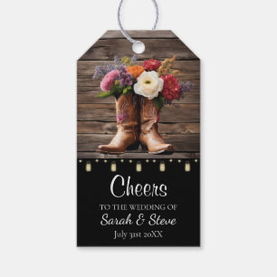 Étiquettes-cadeau Western Cowboy Boots Floral Mariage élégant