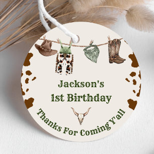 Étiquettes Cadeau Western Cowboy fête d'anniversaire