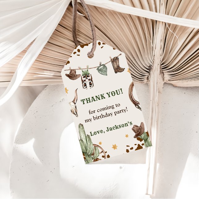 Étiquettes-cadeau Western Cowboy fête d'anniversaire (Créateur téléchargé)