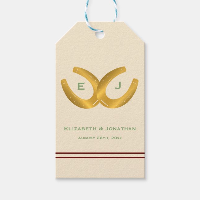 Étiquettes-cadeau Western Horseshoe Mariage (Devant)