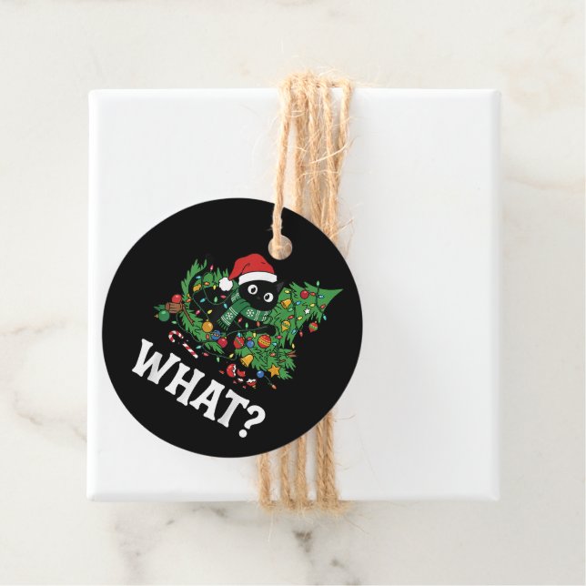 Étiquettes Cadeau What Black Cat Funny Christmas Tree (En situation)