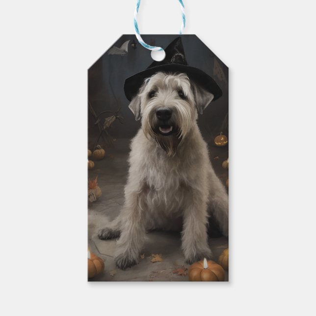 Étiquettes-cadeau Wheaten Terrier Citrouille Halloween effroi (Devant)