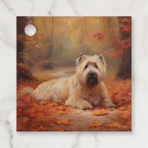 Étiquettes Cadeau Wheaten Terrier dans les feuilles d'automne automn