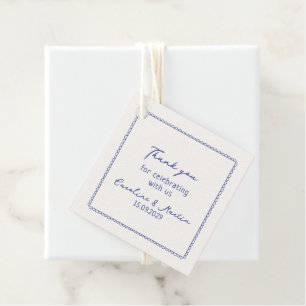 Étiquettes Cadeau Whimsical, bleu dessiné à la main mariage