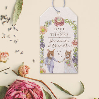 Étiquettes-cadeau Whimsical Boho Lapin Lapin Aimer Floral Mariage