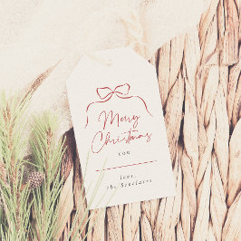 Étiquettes-cadeau Whimsical Bow Joyeux Noël Nom de famille Élégant