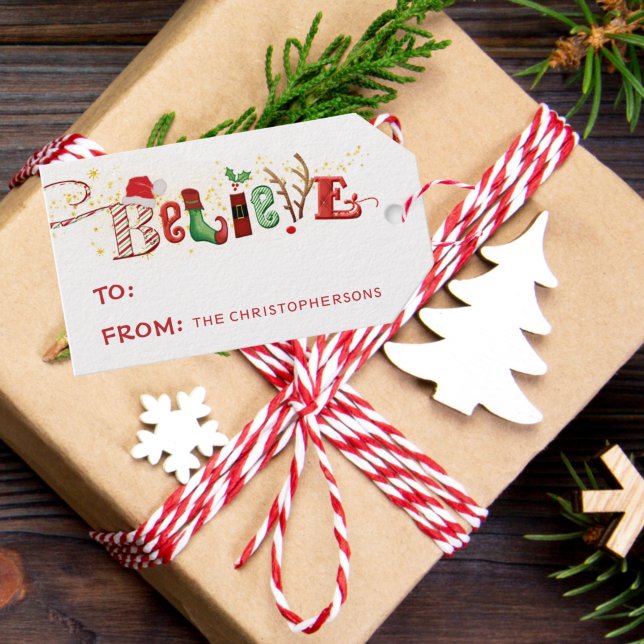 Étiquettes-cadeau Whimsical CROYEVE mignonne Père Noël Typographie (Créateur téléchargé)