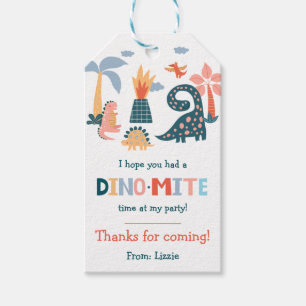 Étiquettes-cadeau Whimsical Dino-Mite Dinosaur Theme Anniversaire