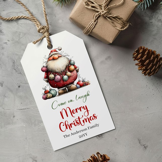 Étiquettes-cadeau Whimsical funny Santa Christmas gift tag style (Whimsical funny Santa Christmas gift tag style

)
