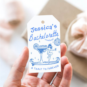 Étiquettes-cadeau Whimsical Main dessinée Funky Beach Bachelorette