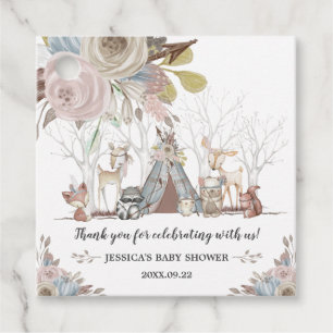 Étiquettes Cadeau Whimsical Tribal Woodland Animaux Baby shower fill