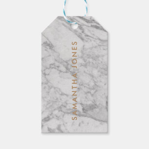 Étiquettes-cadeau White Carrara Marble Gold Classic Personalised