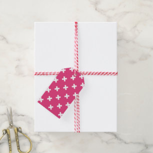 Étiquettes-cadeau White cross stitches on fuchsia