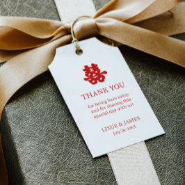 Étiquettes-cadeau White Double Bonheur chinois calligraphie asiatiqu
