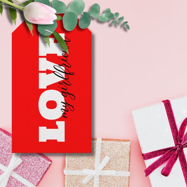 Étiquettes-cadeau White LOVE Neon Red Valentine (Créateur téléchargé)
