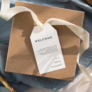 Étiquettes-cadeau White Modern Bold Destination Mariage Bienvenue