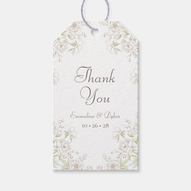 Étiquettes-cadeau White Rose Classic Wedding (Devant)