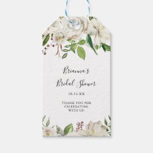Étiquettes-cadeau White Winter Peony Fête des mariées florale