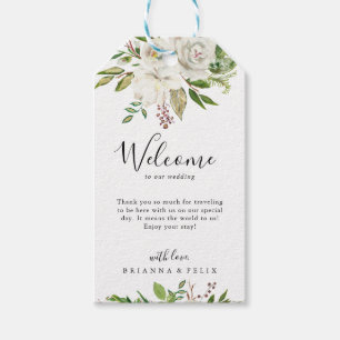 Étiquettes-cadeau White Winter Peony Floral Mariage Bienvenue