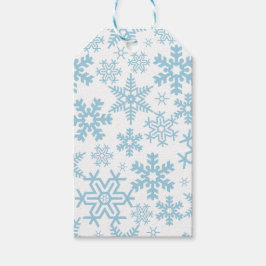 ÉTIQUETTES-CADEAU WHITE WITH BLUE WINTER SNOWFLAKES