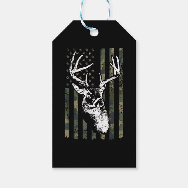Étiquettes-cadeau Whitetail Buck Deer Hunting USA Camouflage Amériqu (Devant)